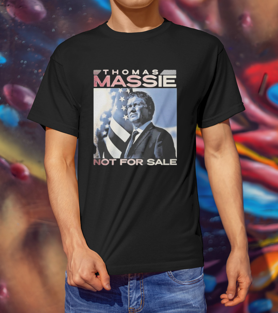 Thomas Massie Not For Sale American Flag Portrait T-Shirt