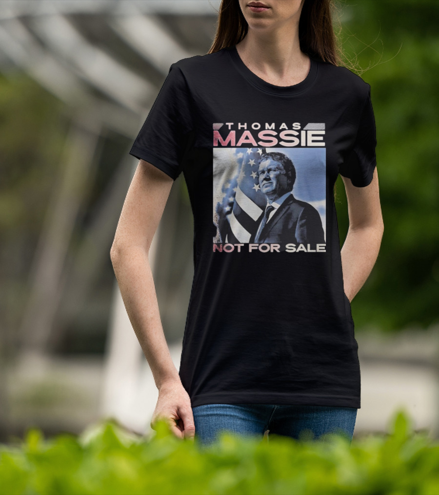 Thomas Massie Not For Sale American Flag Portrait T-Shirt