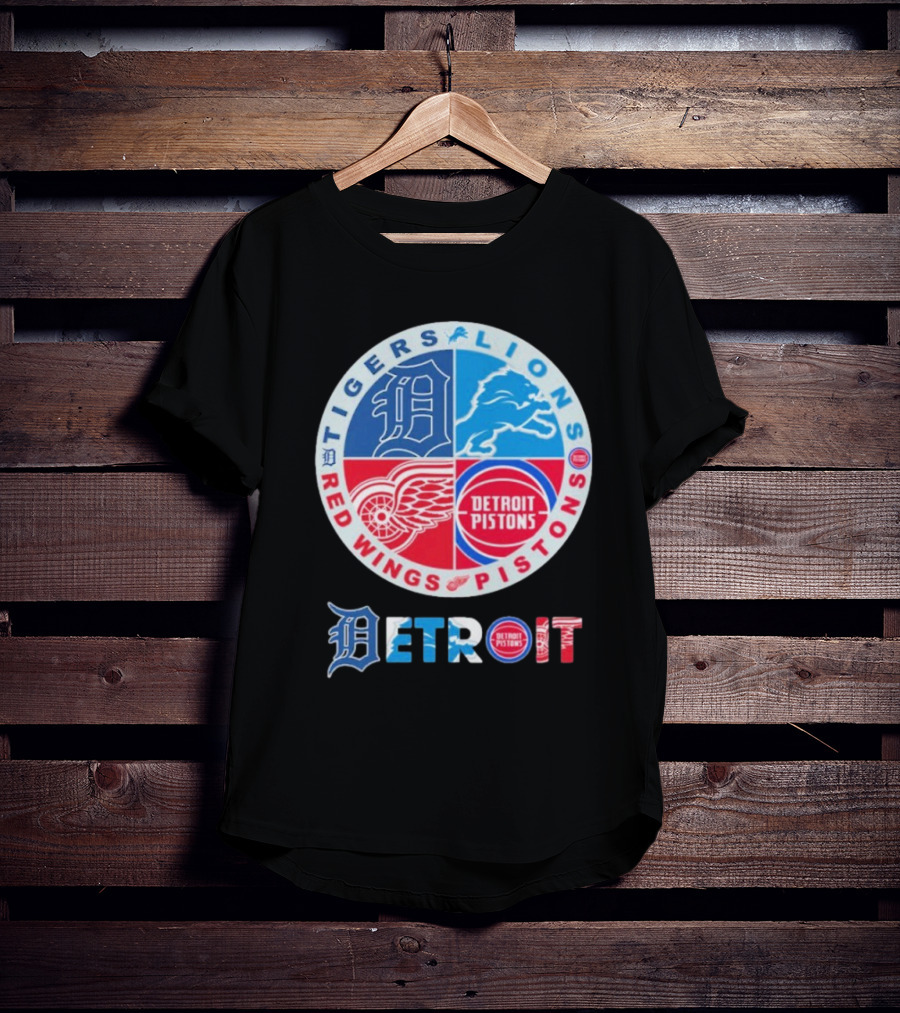 Tigers Lions Red Wings Pistons Detroit Sports Logos T-Shirt