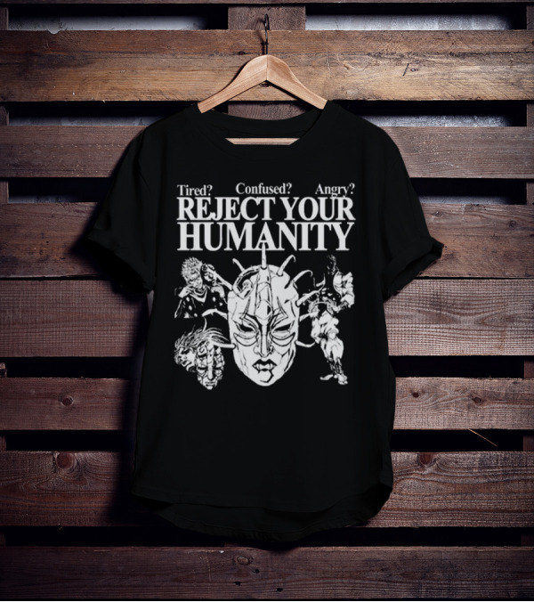 Tired Confused Angry Reject Your Humanity Masked Figures T-Shirt