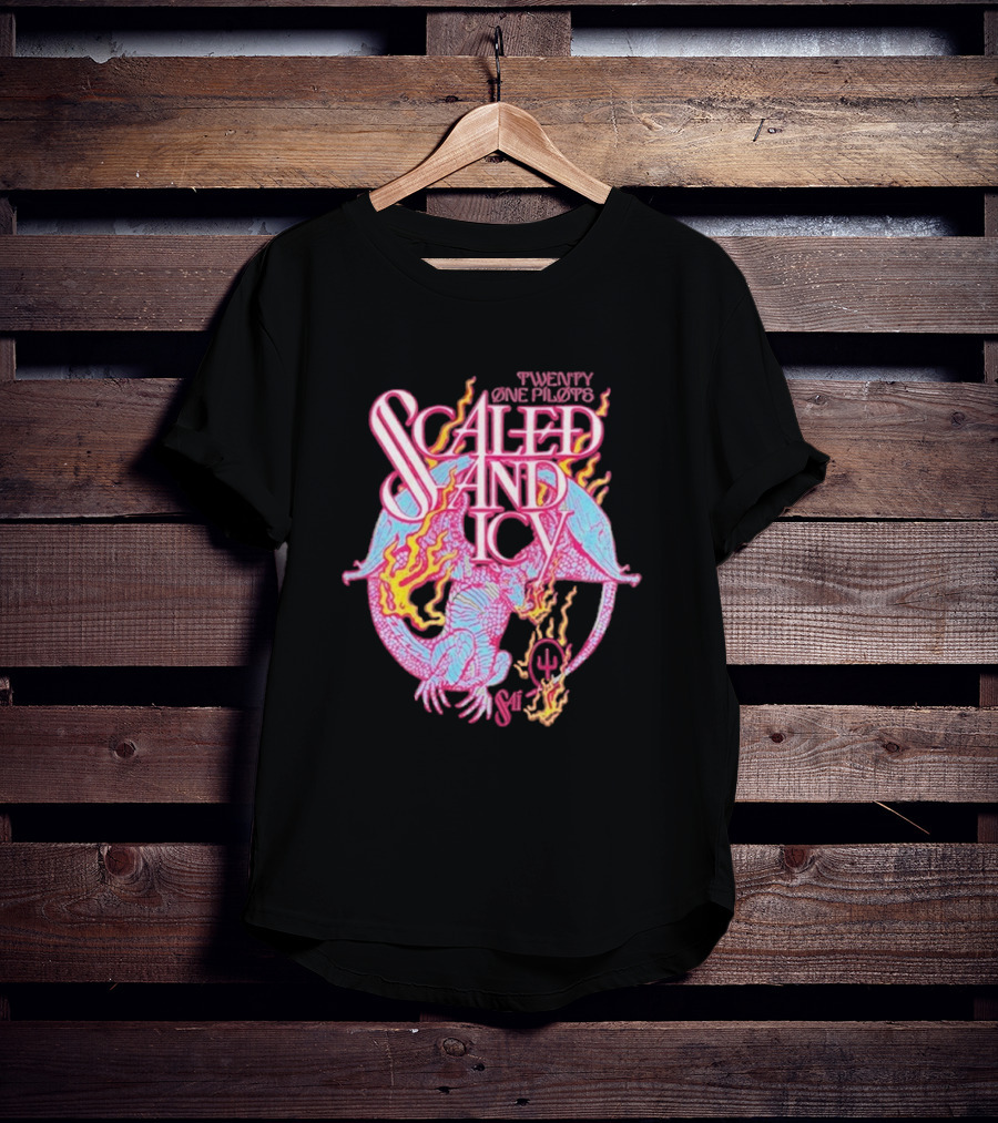 Twenty One Pilots Scaled And Icy Dragon Flame Artwork T-Shirt