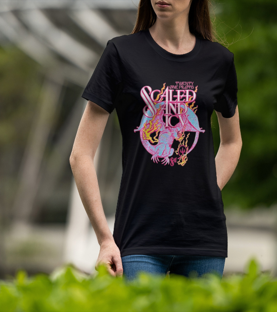 Twenty One Pilots Scaled And Icy Dragon Flame Artwork T-Shirt