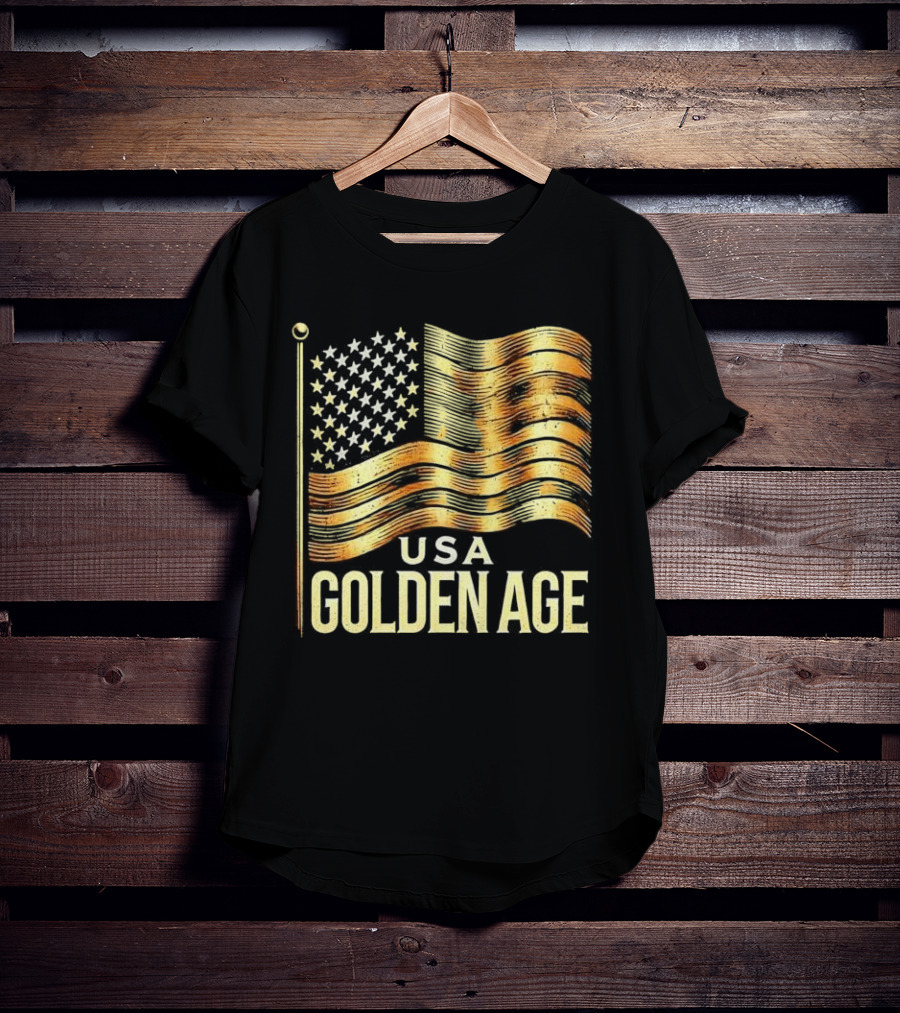 USA Golden Age Golden American Flag T-Shirt