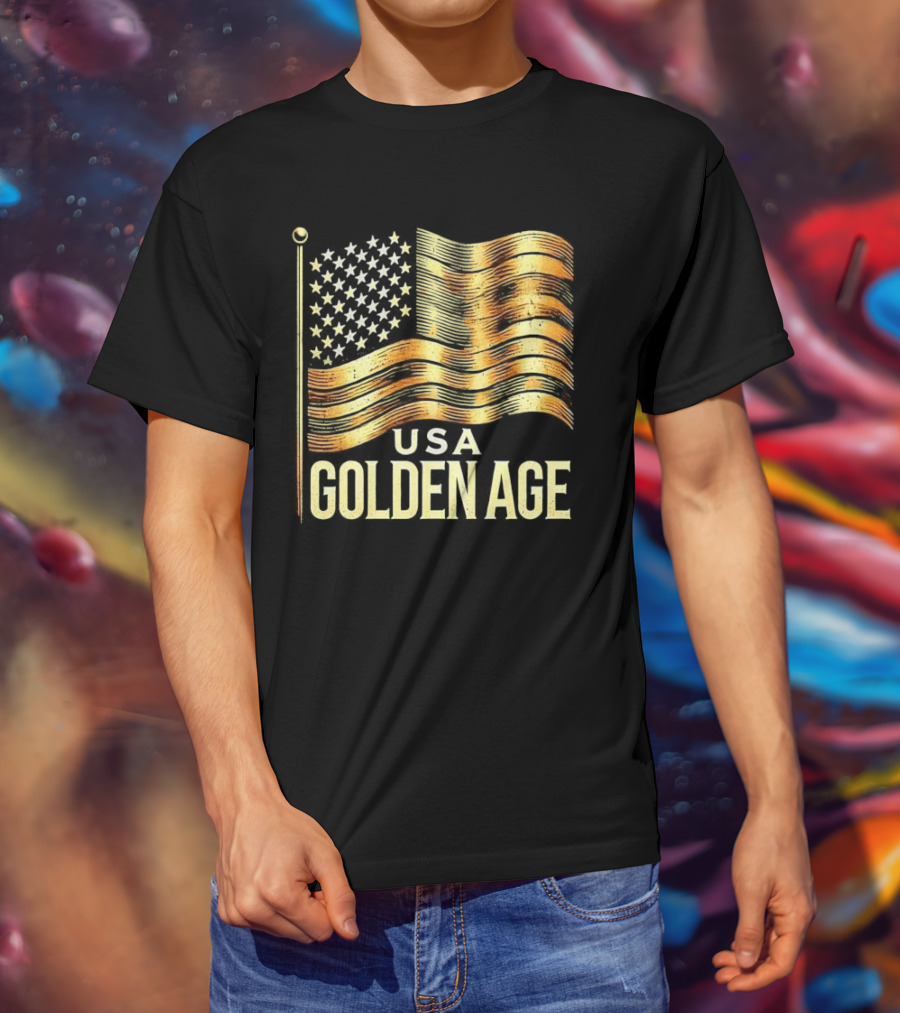 USA Golden Age Golden American Flag T-Shirt