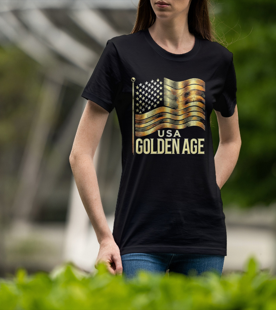 USA Golden Age Golden American Flag T-Shirt