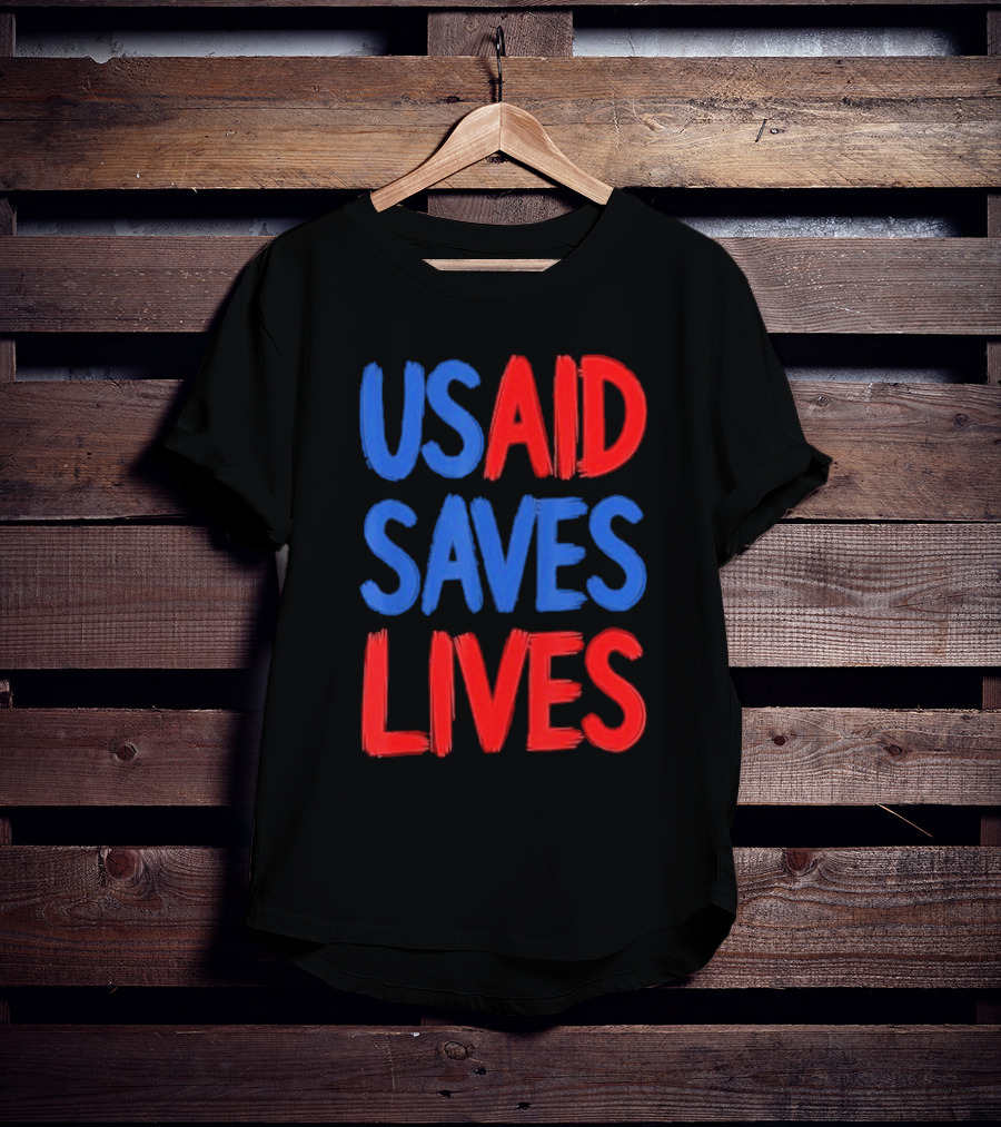 USAID Saves Lives Red And Blue Text T-Shirt