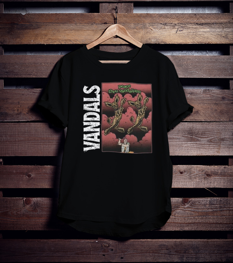 Vandals Peace Thru Vandalism NOFX Dual Skeletons Retro Comic Style T-Shirt