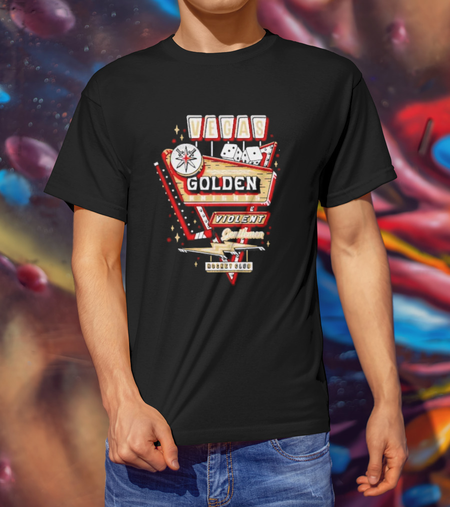 Vegas Golden Knights Violent Gentlemen Hockey Club Playing Card Style T-Shirt