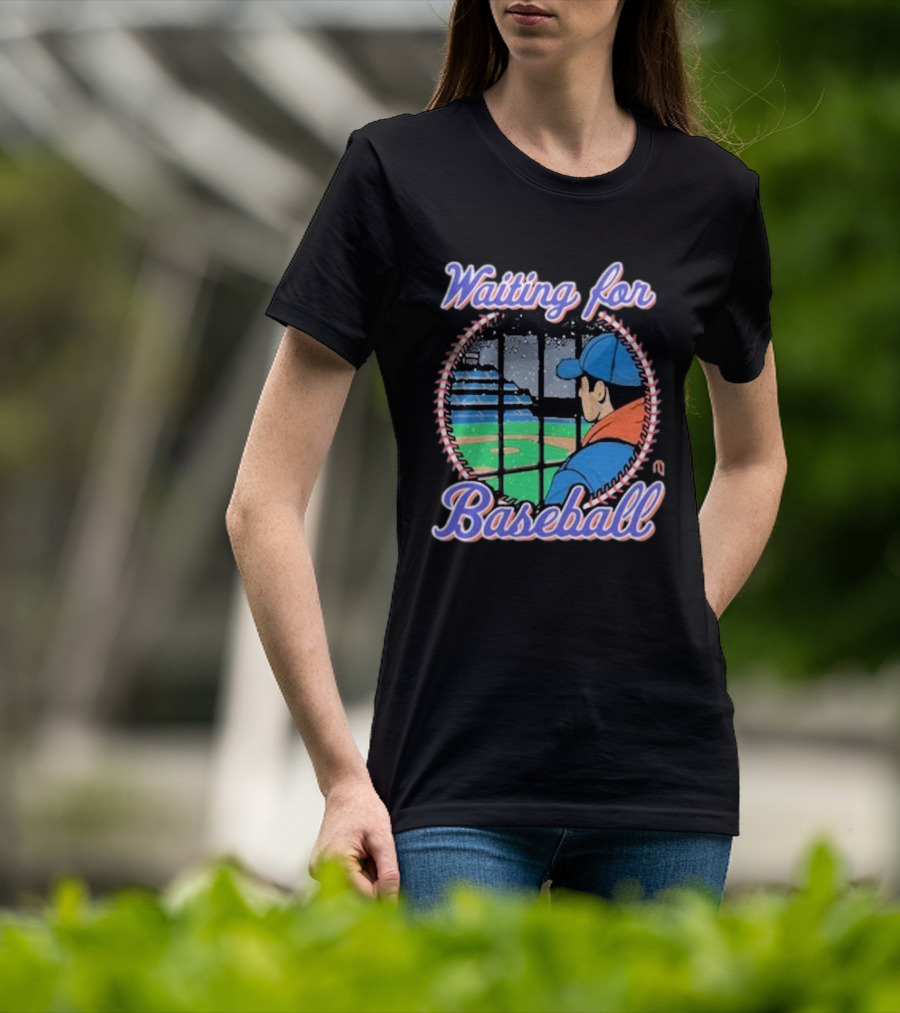 Waiting For Baseball Game Fan Looking Out Stadium Window T-Shirt