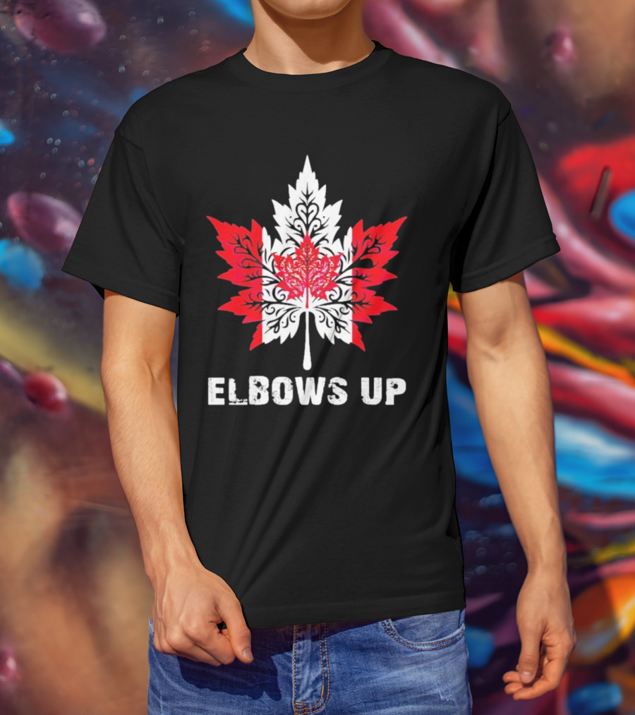 Elbows Up Canada Maple Leaf True North Strong Vintage T-Shirt