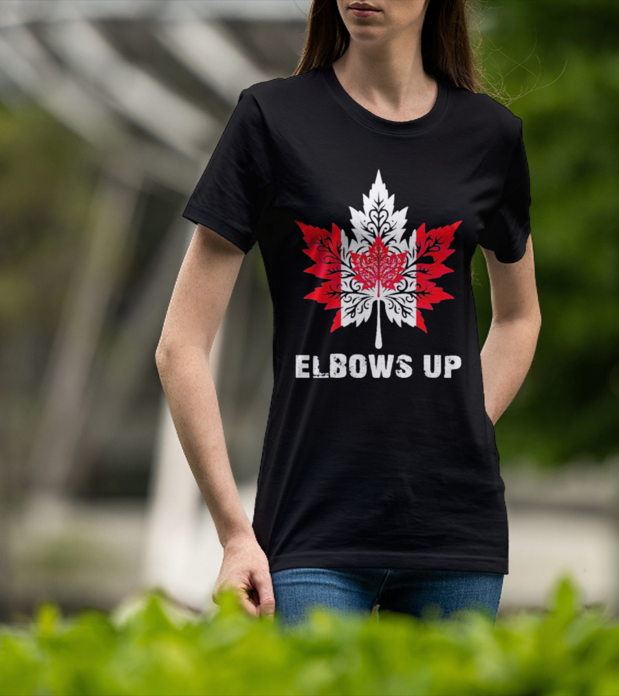 Elbows Up Canada Maple Leaf True North Strong Vintage T-Shirt