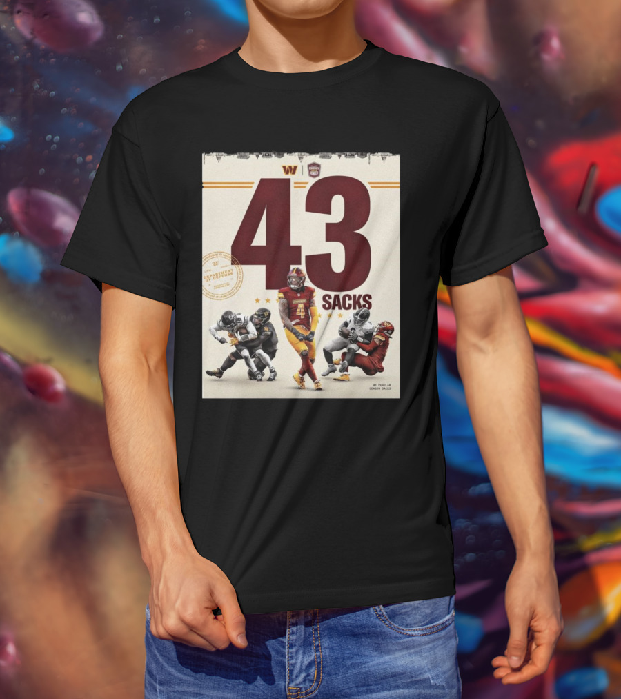 Washington Commanders 43 Sacks Chunky Sacks Hunger Program T-Shirt