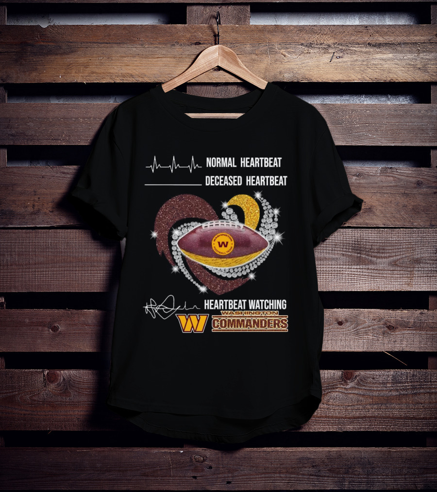 Washington Commanders Faster Heartbeat When Ing Football Diamond Heart T-Shirt