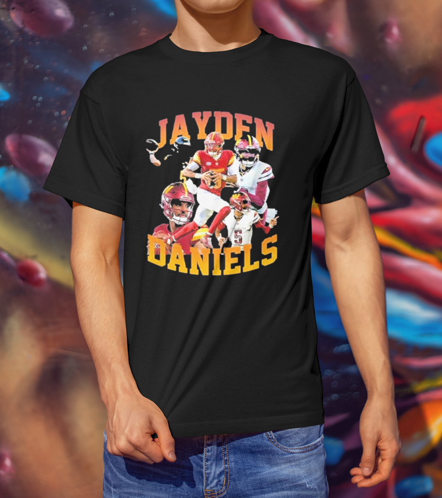 Jayden Daniels Washington Commanders Football Player Collage T-Shirt