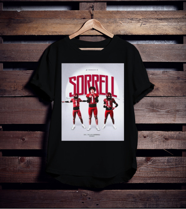 Washington State Cougars Sorrell DB Trillion Signed Football Palouse T-Shirt