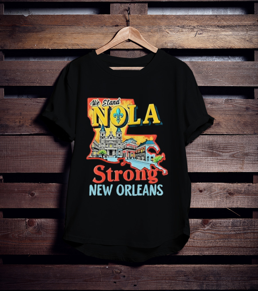 We Stand NOLA Strong New Orleans Fleur-de-lis Map Iconique T-Shirt