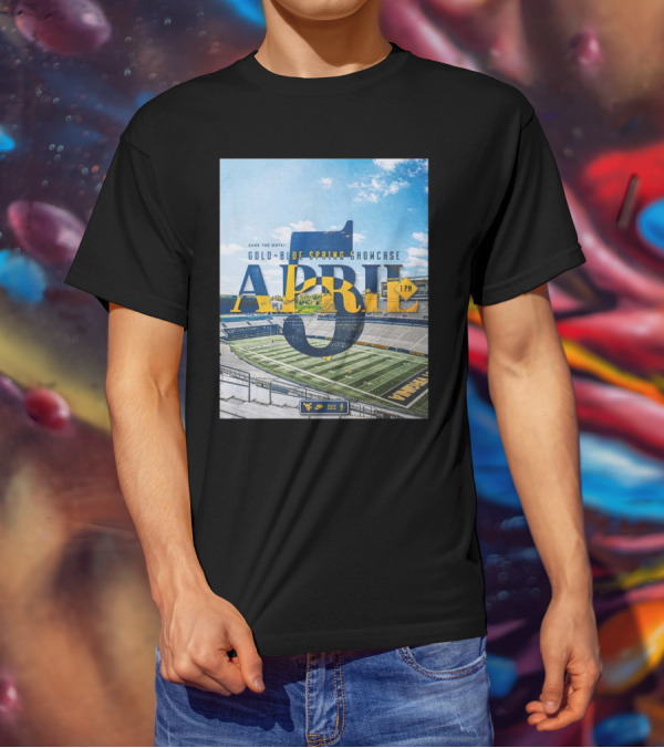 West Virginia Mountaineers Save The Date Gold Blue Spring Showcase April 5 2025 1 PM T-Shirt