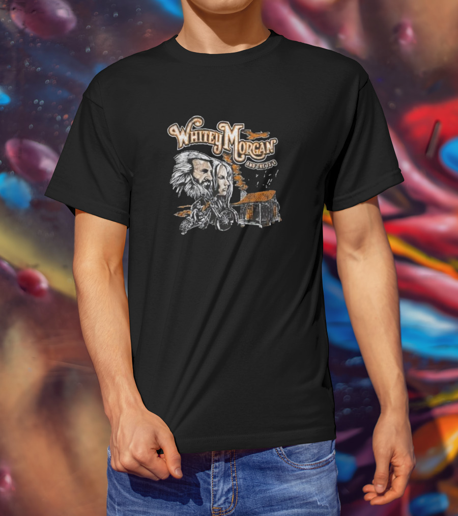 Whitey Morgan And The 78’s Cabin Motorcycle Forest Scene T-Shirt