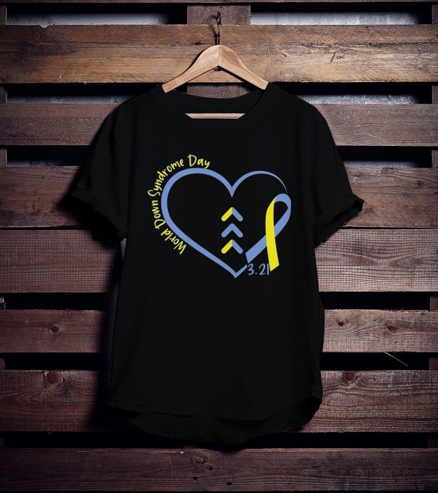 World Down Syndrome Day 3.21 Heart Ribbon Awareness T-Shirt
