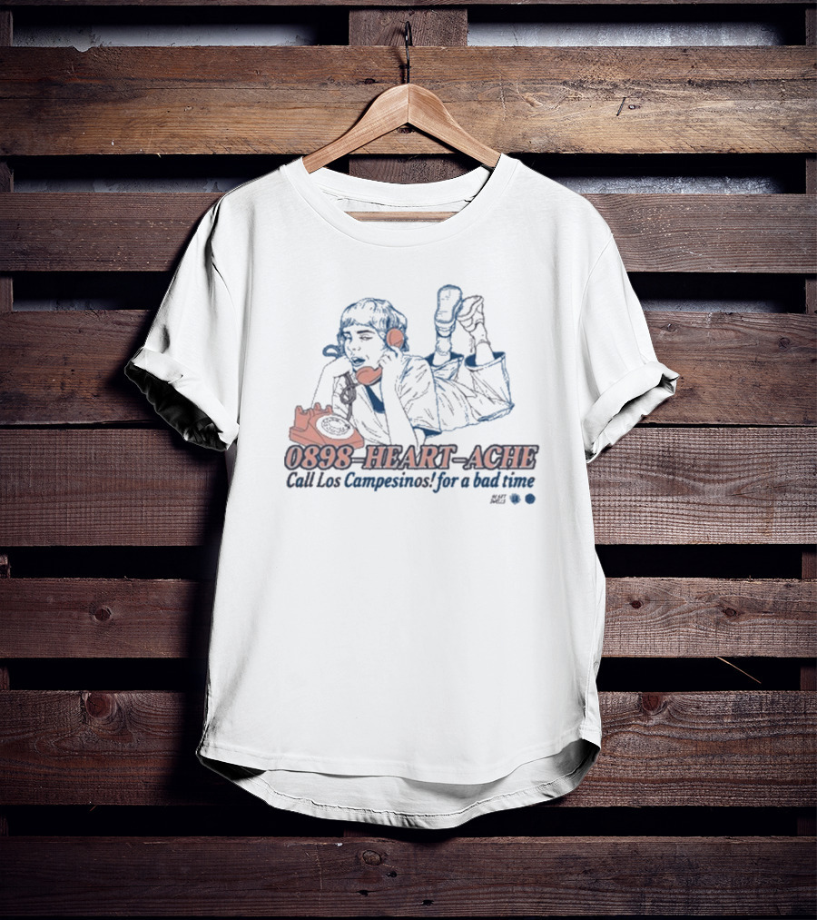 0898 Heart Ache Los Campesinos Call For A Bad Time With Vintage Phone Illustration T-Shirt