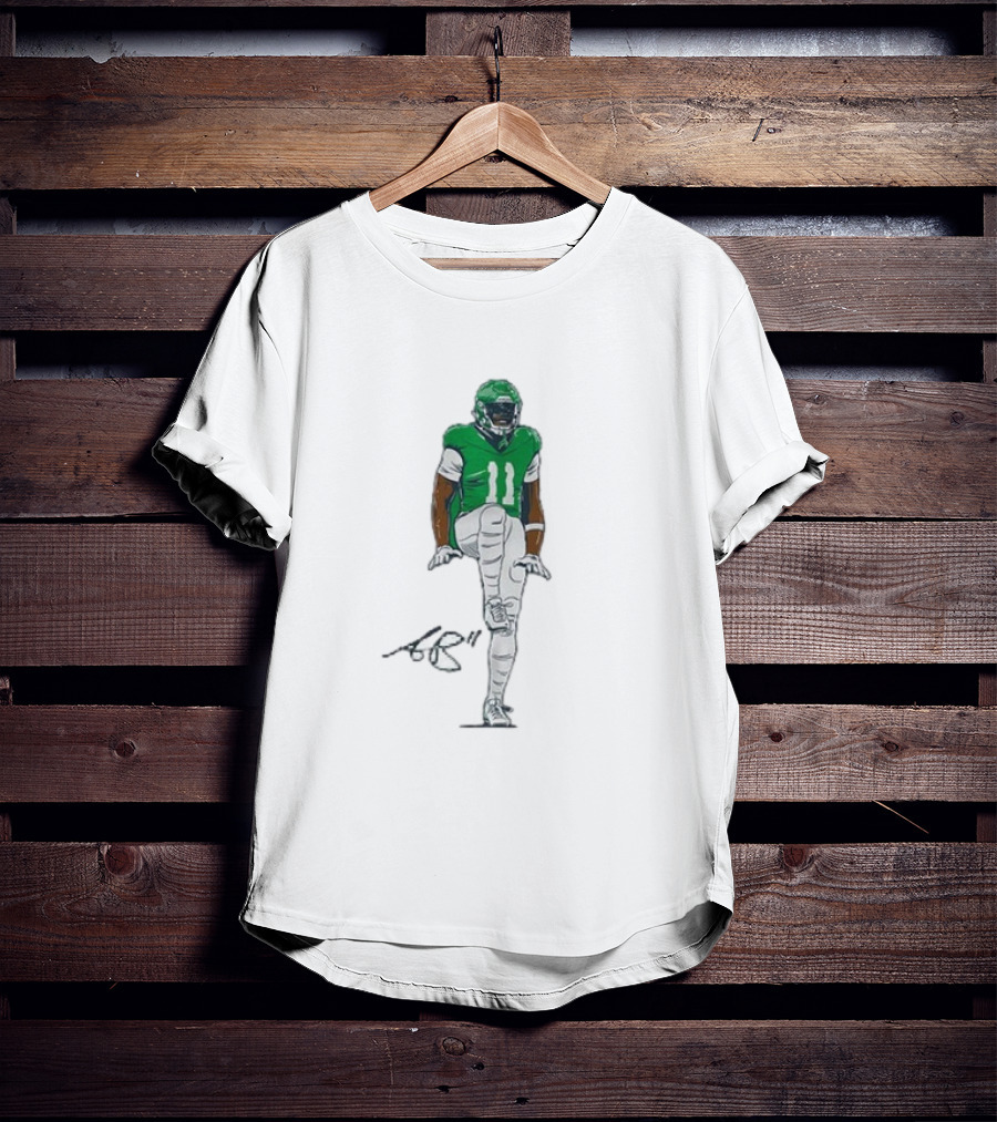 A.J. Brown The Silencer Green Football Number 11 Player Kneeling Icon T-Shirt