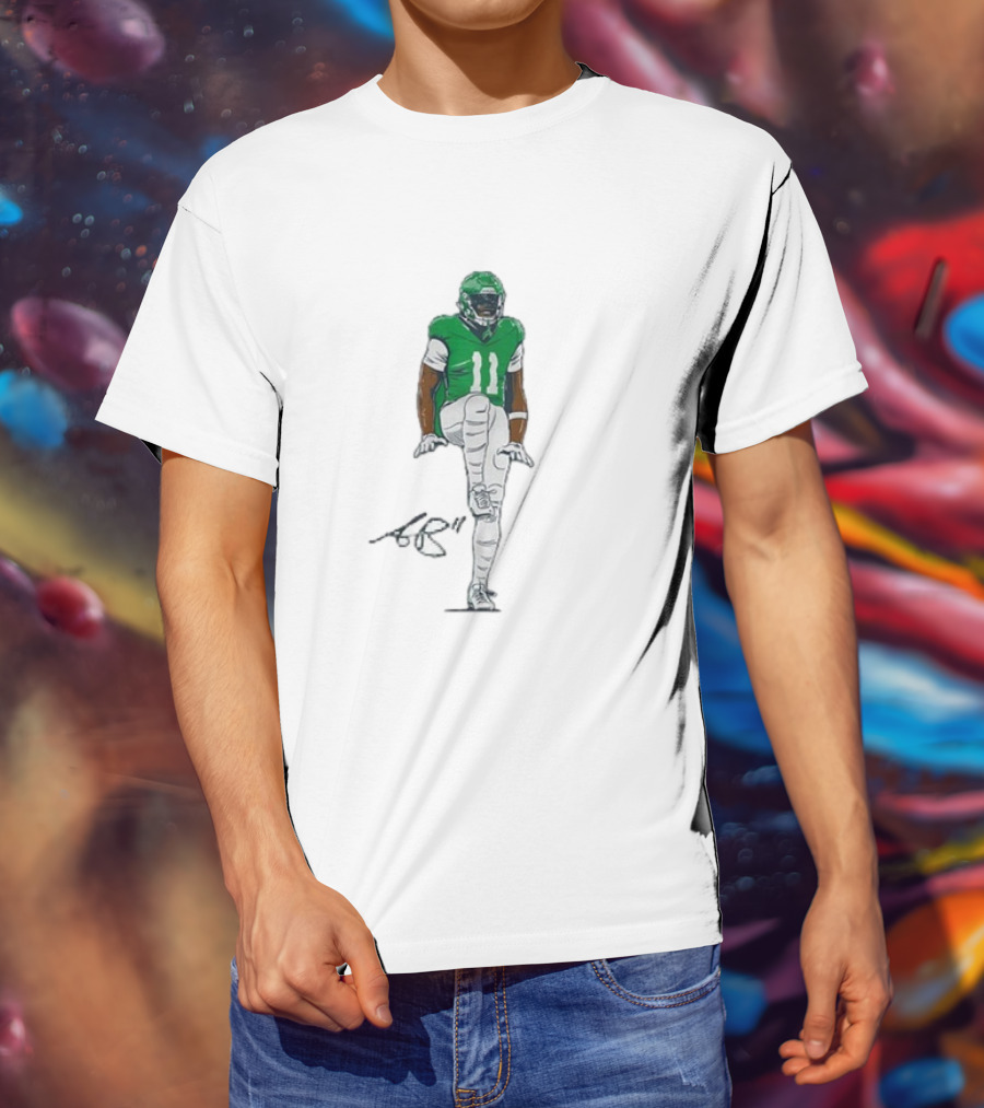 A.J. Brown The Silencer Green Football Number 11 Player Kneeling Icon T-Shirt