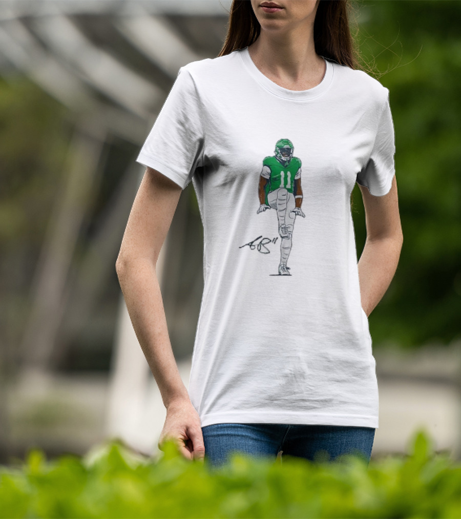 A.J. Brown The Silencer Green Football Number 11 Player Kneeling Icon T-Shirt