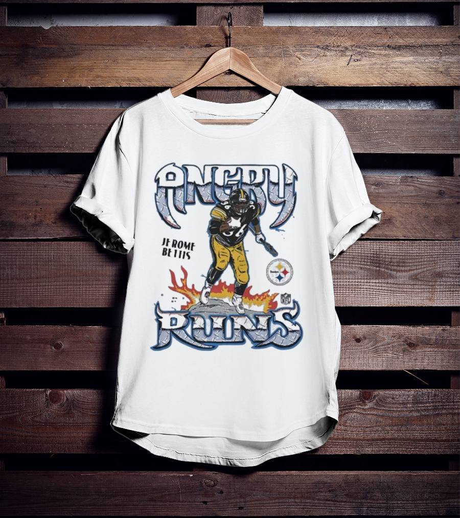 Angry Runs Pittsburgh Steelers Jerome Bettis NFL Fire Burst T-Shirt