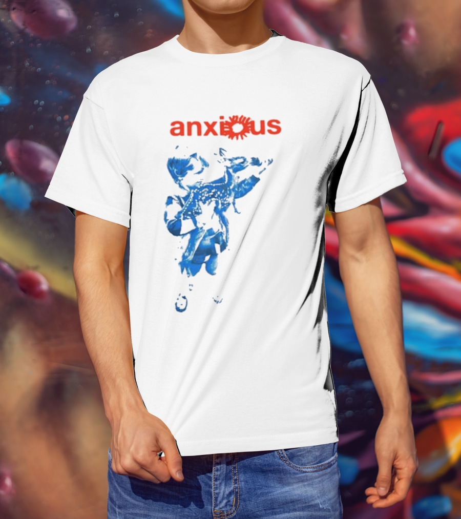Anxious Blue Abstract Deer Kid T-Shirt
