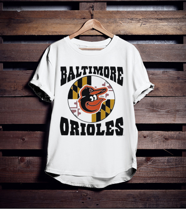 Baltimore Orioles Homage Hyper Local Tri-Blend Bird And Maryland Flag T-Shirt