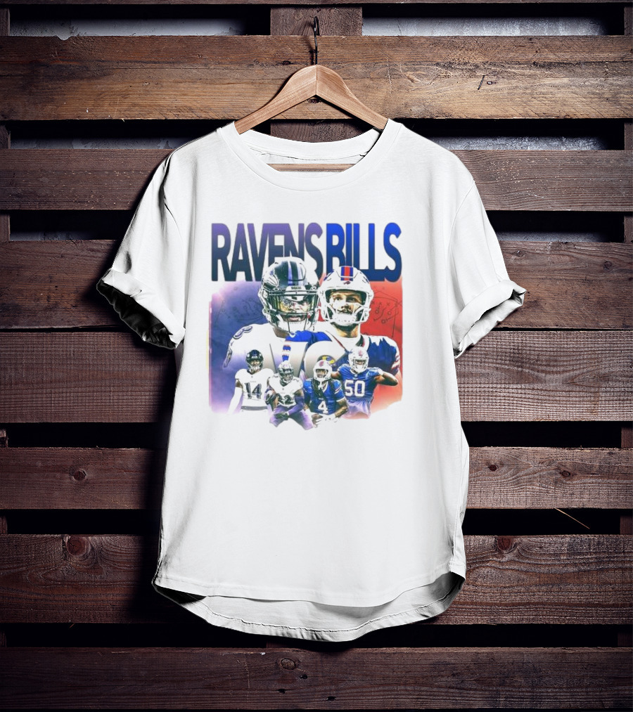 Ravens Bills NFL Matchup With Player Lineup And Strategy Background T-Shirt