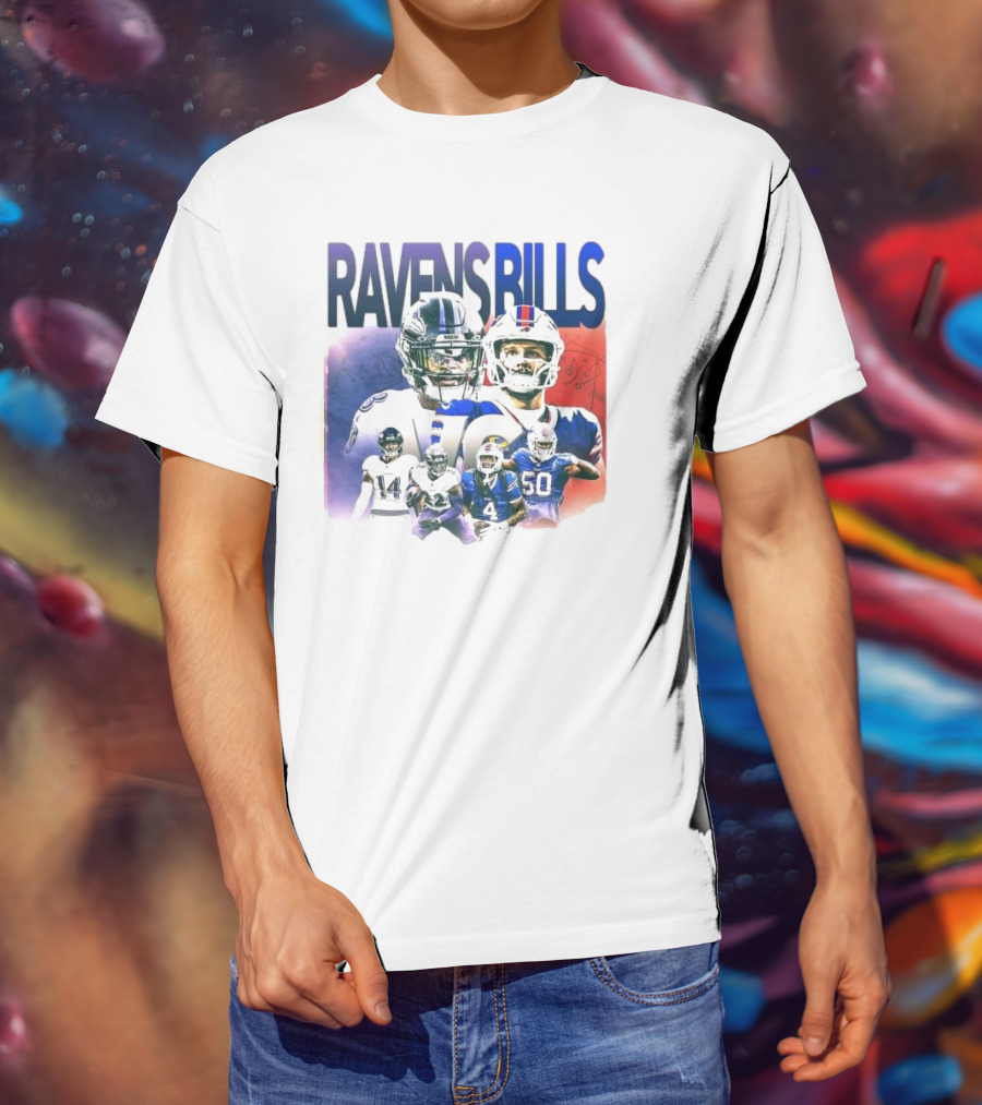 Ravens Bills NFL Matchup With Player Lineup And Strategy Background T-Shirt