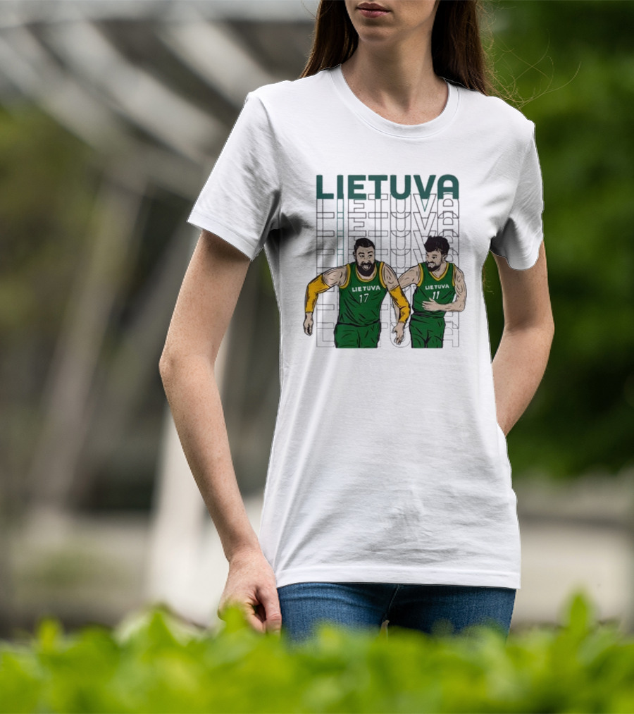 Lietuva Basketball Players Bokštai 17 Running Team Spirit T-Shirt