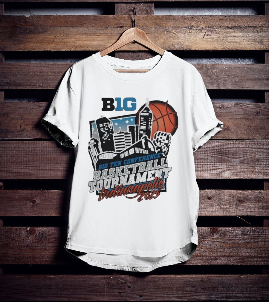 Big Ten Conference Basketball Tournament Indianapolis 2025 City Skyline Basketball Urban Scene T-Shirt