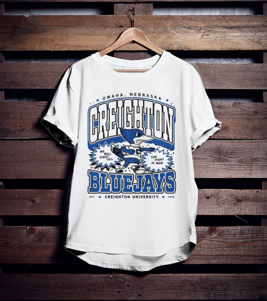 Creighton Bluejays Collegiate Mascot Running Blue Outline Retro Style T-Shirt