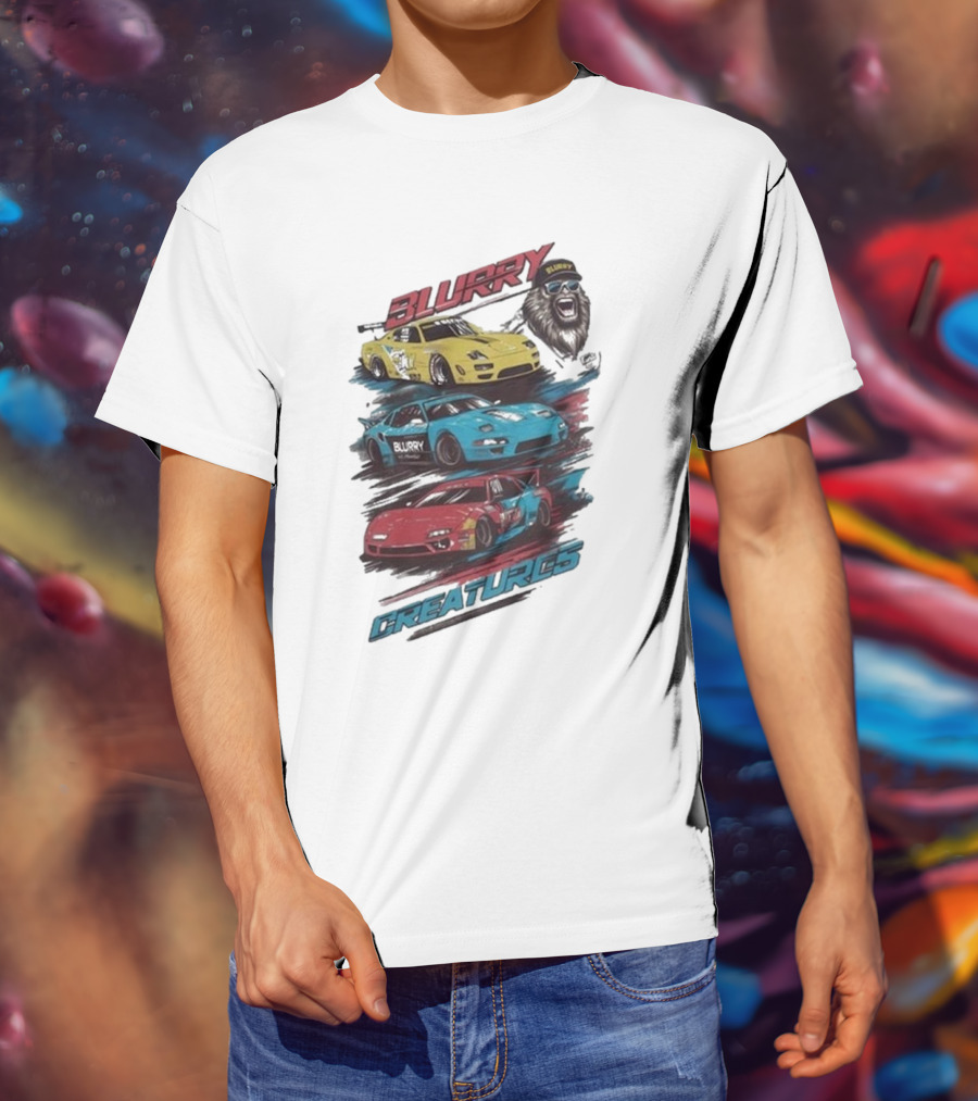 Blurry Creatures Talladega Blur Racing Cars Lion T-Shirt
