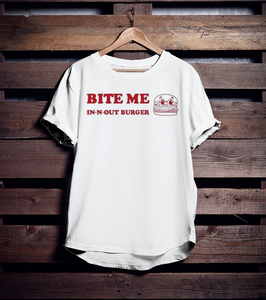 Bite Me In N Out Burger Funny Hamburger Sketch T-Shirt