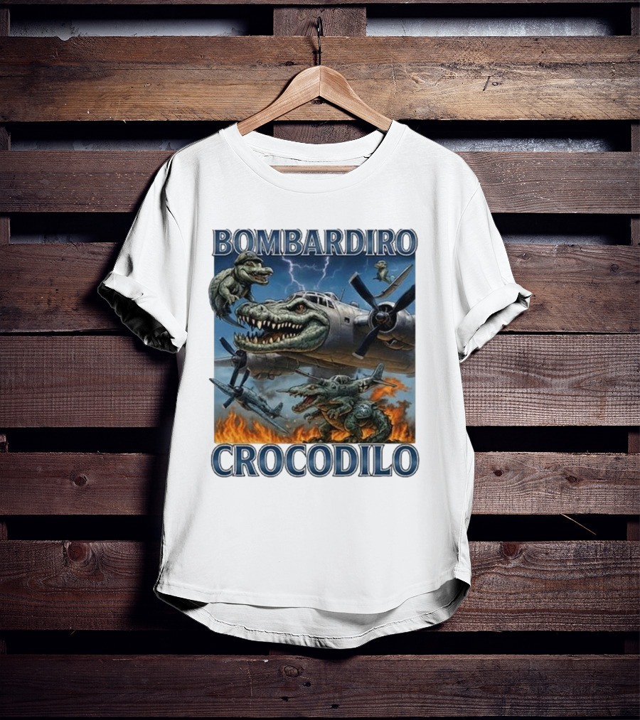 Bombardiro Crocodilo Italian Brainrot Meme Airplane Crocodile Battle T-Shirt