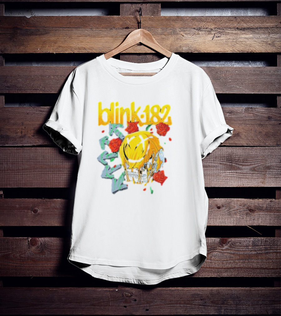 Blink 182 Skull Roses Dripping Yellow Paint T-Shirt