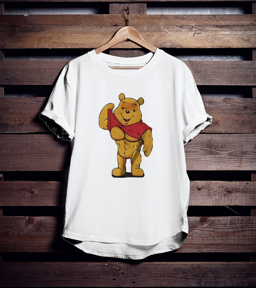 Buff Winnie The Pooh Flexing Muscles Bodybuilder Parody T-Shirt