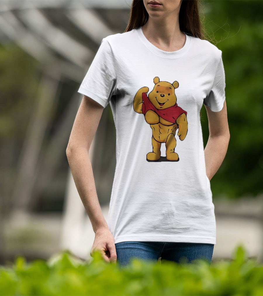 Buff Winnie The Pooh Flexing Muscles Bodybuilder Parody T-Shirt
