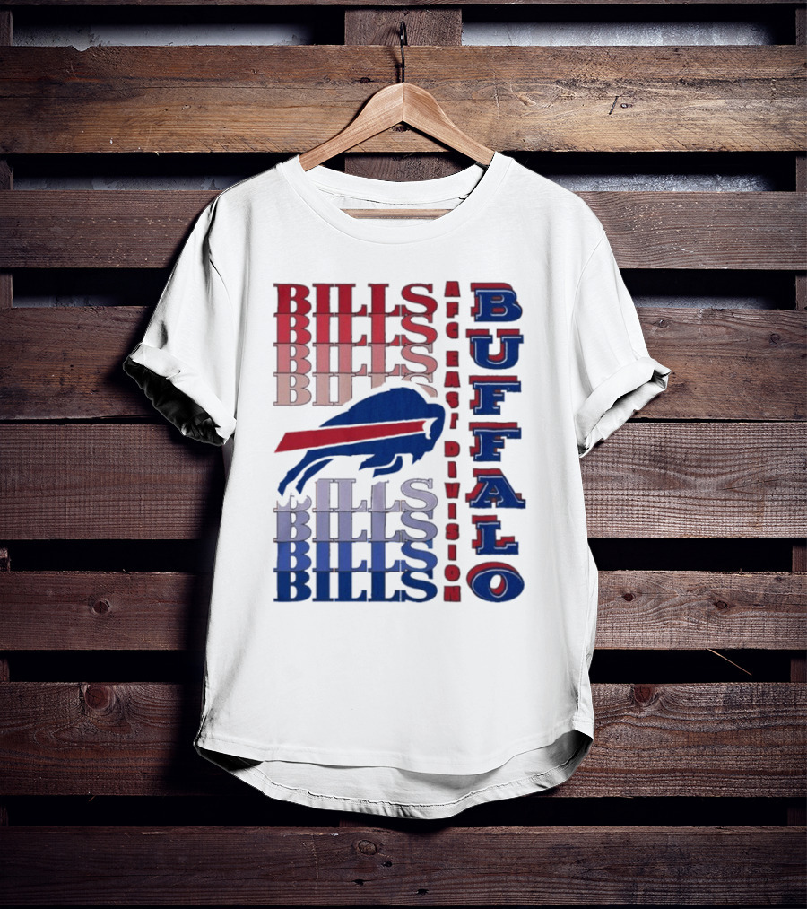 Buffalo Bills AFC East Division Bills Repeated Blue And Red Text T-Shirt
