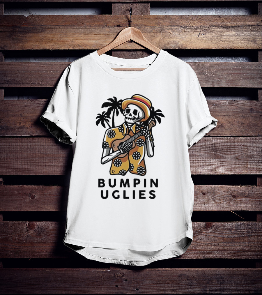 Bumpin Uglies Skeleton Playing Ukulele In Hawaiian T-Shirt