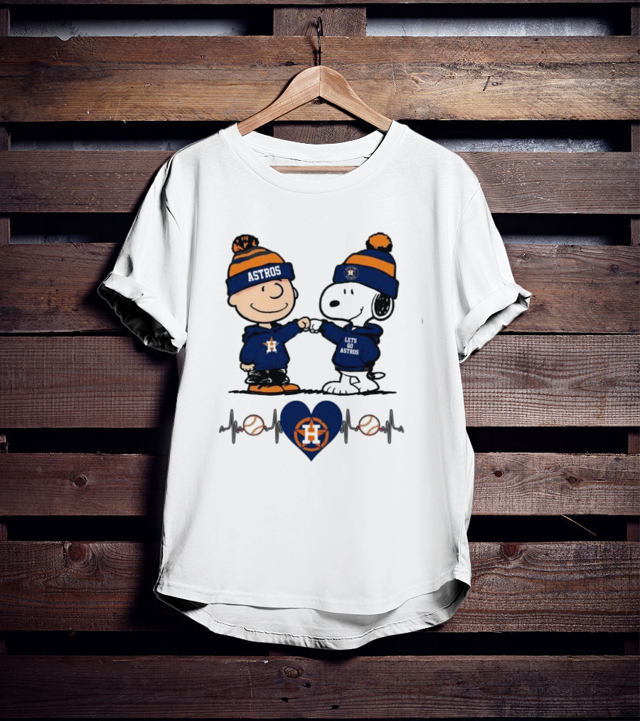 Charlie Brown Snoopy Astros Heartbeat Houston Peanuts Baseball T-Shirt