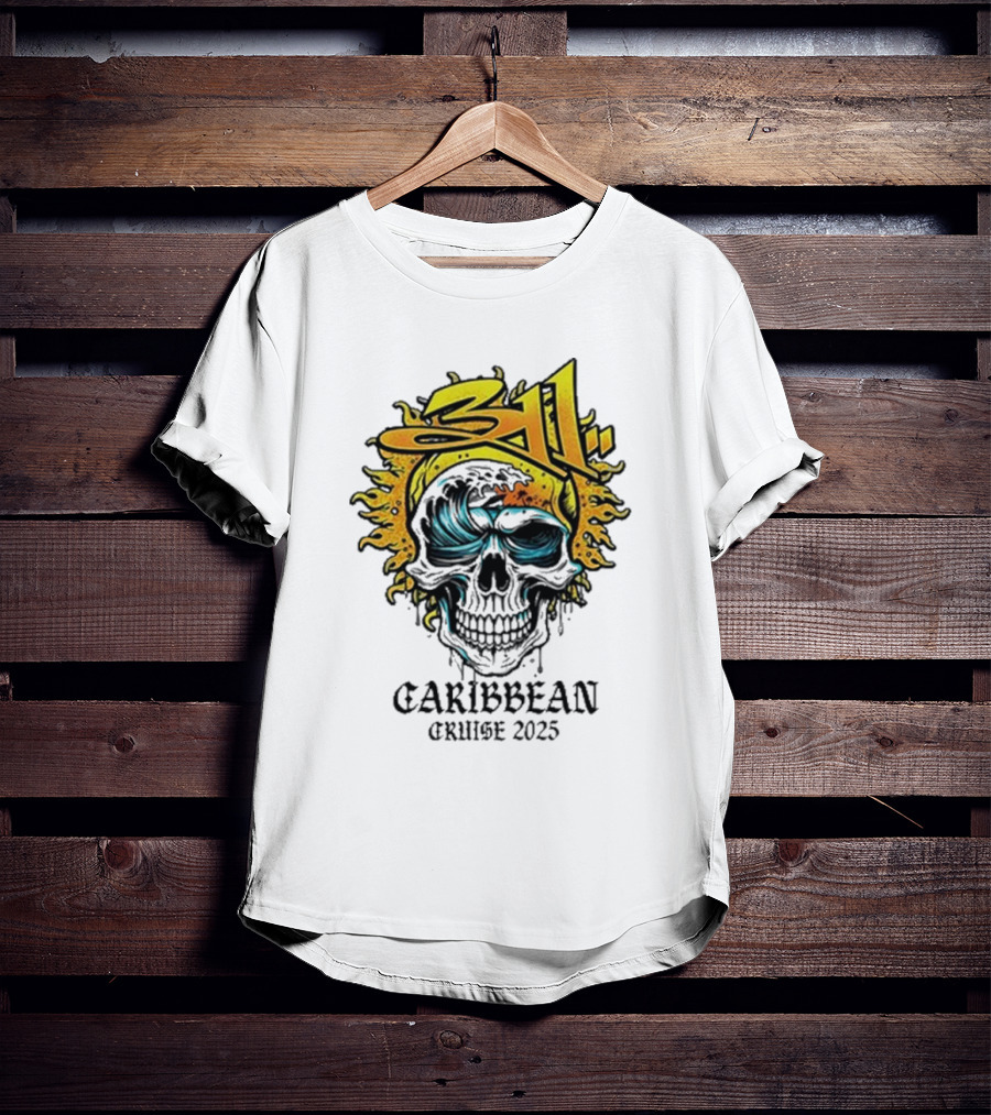 311 Caribbean Cruise 2025 Skull Wave T-Shirt