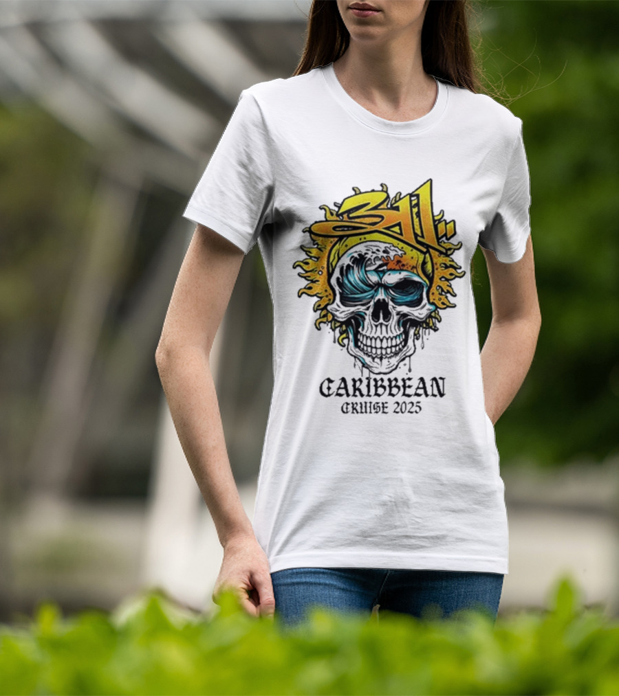 311 Caribbean Cruise 2025 Skull Wave T-Shirt