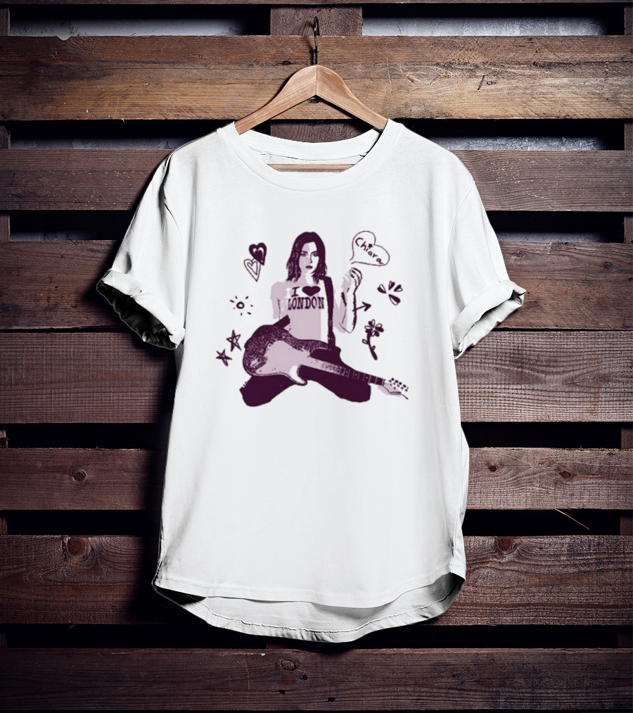Chiara Oliver Libreta Rosa I Love London Guitar Art T-Shirt