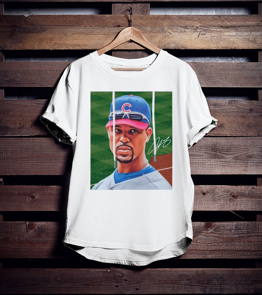 Chicago Cubs Derrek Lee Signature Portrait With Cap And Sunglasses T-Shirt