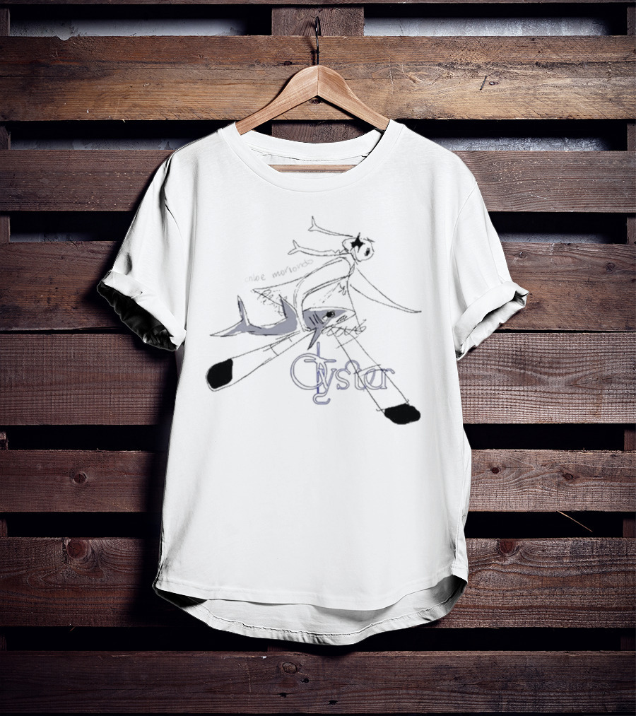 Chloe Moriondo Oyster 2025 Illustrated Fish And Bicycle Art T-Shirt