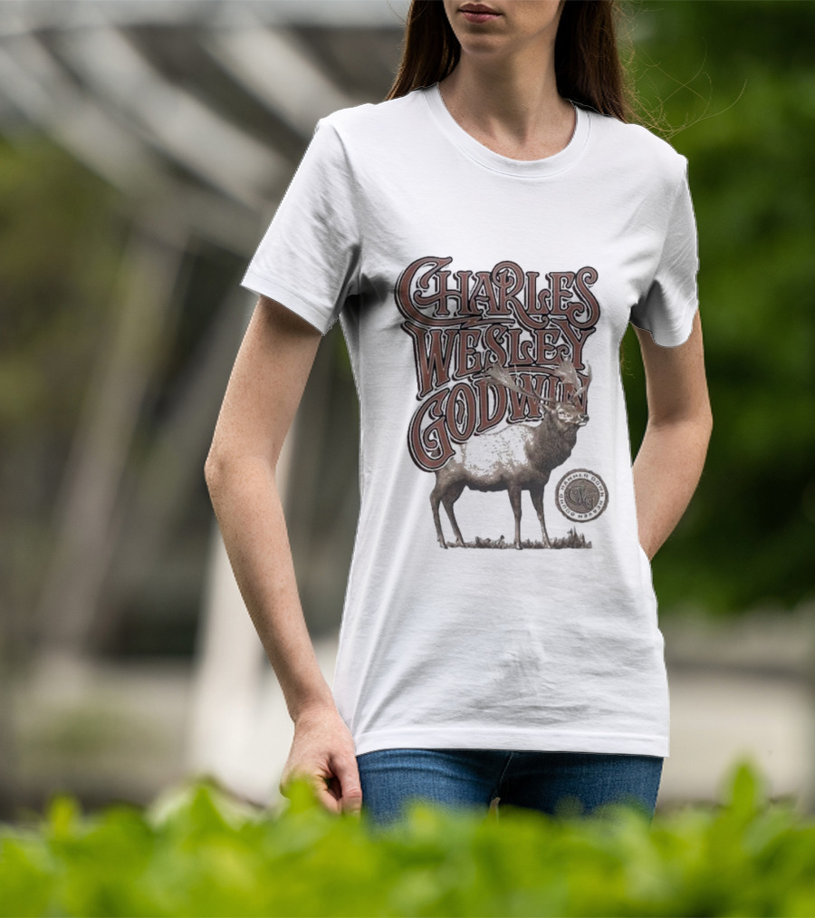 Charles Wesley Godwin Elk Lonely Mountain Town T-Shirt